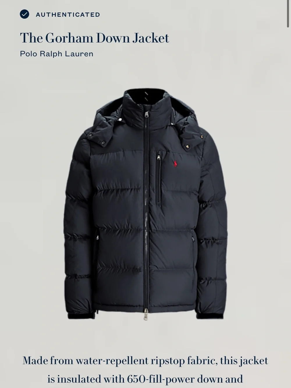 Polo by Ralph Lauren Black Puffer Jacket with Red Pony Logo
